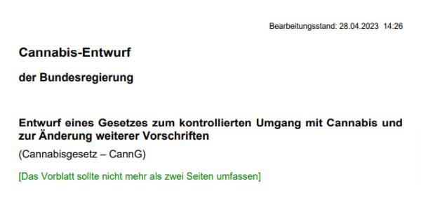 Cannabis Gesetzentwurf Leak vom 28.04.2023 (Download)