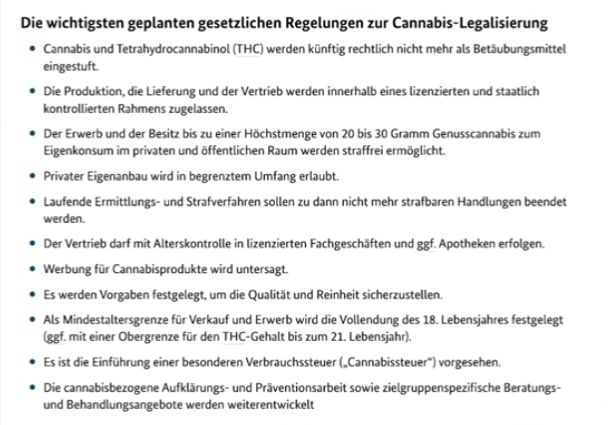 Eckpunkte zur Legalisierung in der BRD